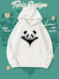 Women's Hoodie Cute Panda Peeking Through Zipper Surrounded By Playful Whimsical Charm Panda