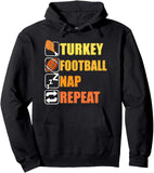 Men's Hoodie Turkey Football Nap Repeat Fun Icons With Playful Holiday Theme