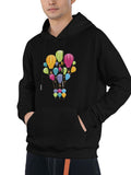 Men's Hoodie Colorful Hot Air Balloons Floating Together In Night Sky Cluster Balloon