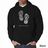 Men's Hoodie Beach Sun Artistic Pattern With Flip Flops And Doodle Accents Flip Flop
