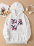 Women's Hoodie Whimsical Hummingbirds Surrounded By Colorful Blossoms And Verdant Leaves Hoodie