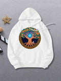 Women's Hoodie Cosmic Night Radiating Magic Gold Framed Blooming Life Tree