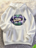 Women's Hoodie Lavender Botanical Petals With Stained Glass Accents Lip