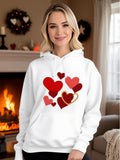 Women's Hoodie Floating Red Hearts Clustered In Warm Cozy Atmosphere Hearts