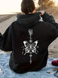 Women's Hoodie Celestial Arrow And Wild Flowers Surrounding Mystical Butterfly