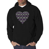 Men's Hoodie Geometric Symbols In Repeated Rows Forming A Patterned Heart