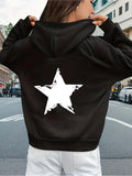 Women's Hoodie Distressed Painted Look Large White Star Hoodie