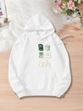 Women's Hoodie Organic Green Blocks With Subtle Letters And Neutral Earthy Ish