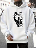 Men's Hoodie Bold Uppercut Power Arm With Raised Fist Boxing