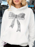 Women's Hoodie Glittering Dotted Lines With A Shimmering Decorative Ribbon Bow
