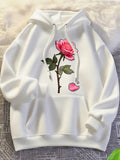Women's Hoodie Blossoming With Soft Petals And Dewy Leaves Under Morning Light Rose