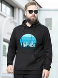 Men's Hoodie Blue Iceberg Scene With Whales Swimming Under Starry Night Sky Iceberg