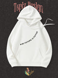 Women's Hoodie Aidi Future Is Future Minimal Curve Text On White Hoodie