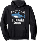 Men's Hoodie Emotional Support Animal Blue Smiling Shark With Bold Letters Hoodie