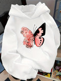 Women's Hoodie Elegant Blossoms Transforming Into Vibrant Pink Butterfly