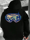 Men's Hoodie Peaceful Mountain View Through Blue Snowboarding Goggles
