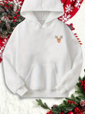 Women's Hoodie Tiny Red Nosed Reindeer Among Festive Greenery White Hoodie
