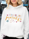 Women's Hoodie Happy Mothers Day With Colorful Flowers And Playful Illustrations Mothers Day
