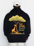 Men's Hoodie Tall Love With Gentle Souls Under Spreading Tree And Standing Giraffes