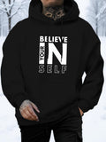 Men's Hoodie Believe In Yourself Bold Block Letters On Winter Forest Hoodie