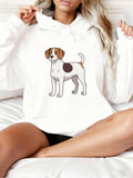 Women's Hoodie Cartoon Styled Friendly Brown Spotted Dog Under Bright Lighting Dog