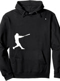Men's Hoodie Silhouette Batter Swinging Under Stadium Lights Baseball Player