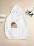 Women's Hoodie Autumn Leaves And Branch With Cute Brown Bear