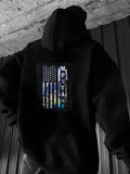 Men's Hoodie Montana Night Sky Over Mountains And Painted Flag Hoodie