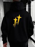 Men's Hoodie Radiant Yellow Sparkles Glowing Boldly On Jet Black Hoodie Back Star