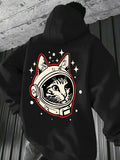 Men's Hoodie Galactic Stars And Shining Helmet On Curious Space Cat