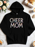 Women's Hoodie Cheer Mom Radiant Metallic Letters With Sparkling Gradient Effect Hoodie