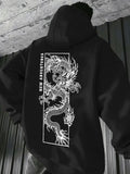 Men's Hoodie New Adventures With Intricate Linework Surrounding Mythical Ancient Dragon