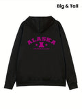 Men's Hoodie Alaska Typography With Iconic State Silhouette Centralized Above Hoodie