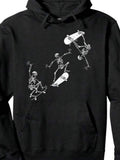 Men's Hoodie Vintage Skeletons Performing Stunts On Rolling Skateboard