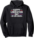 Men's Hoodie Happy Liberation Day Bold Letters With Red And Blue Accents Celebration Hoodie