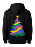 Men's Hoodie Colorful Brush Strokes With Yellow Star Atop Christmas Tree