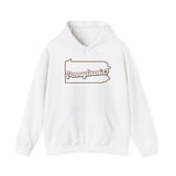 Men's Hoodie Outlined State Map With Handwritten Typography Pennsylvania