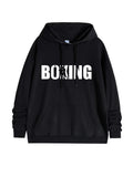 Men's Hoodie Bold White Lettering On Black Cotton Hoodie Boxing