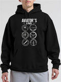 Men's Hoodie Aviators Six Pack Vintage Cockpit Instruments Under Bold Lettering Hoodie