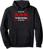 Men's Hoodie The Golden Age Begins Surrounded By White Stars On Black Hoodie