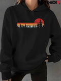 Women's Hoodie Retro Sunset Gradient With Pine Trees Silhouetted In Forest Landscape Sun