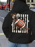 Women's Hoodie Brown Floral Pattern With Stripe And Centered Classic Football