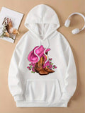 Women's Hoodie Pink Cowboy Hat And Boots Among Vibrant Blossoming Wildflowers Hoodie