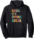Men's Hoodie Bruh Its Spring Break Colorful Text On Black Hoodie