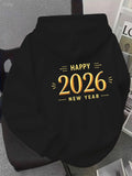 Men's Hoodie Happy 2026 New Year Festive Gold Typography On Black Hoodie