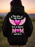 Women's Hoodie A Big Piece Of My Heart With Pink Wings And Heavenly Love MOM