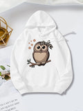 Women's Hoodie Gentle Night Breeze With A Cute Owl Perched Among Branches Owl