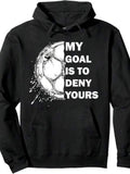 Men's Hoodie My Goal Is To Deny Yours Splattered Grunge Style With Dynamic Soccer Ball Graphic