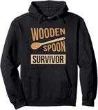 Men's Hoodie Wooden Spoon Survivor Bold Text With Simple Cooking Utensil Pattern Hoodie