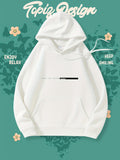 Women's Hoodie Minimalist Clean White Hoodie With Thin Horizontal Stripe Design